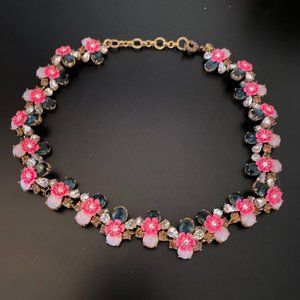 J. Crew Pink & Gold Jeweled Necklace